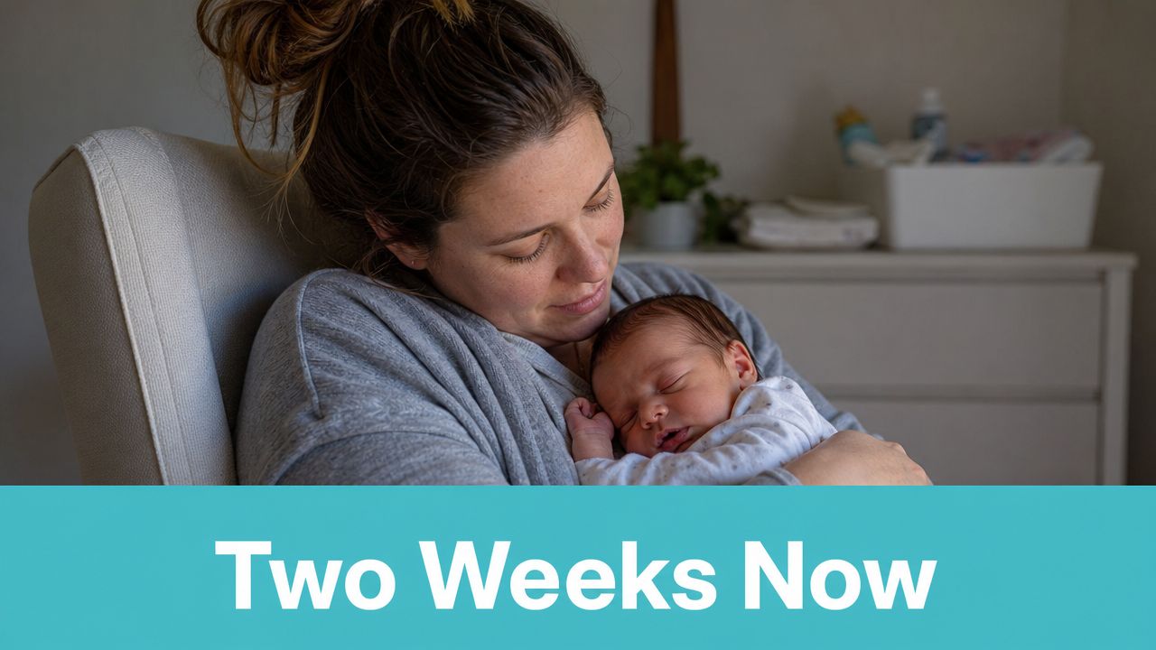 A mother lovingly holds her newborn baby in her arms while sitting in a nursery chair.